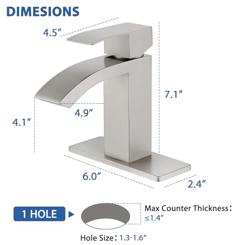 Black Tall Waterfall Single Handle 1 Hole Bathroom Faucet with Pop Up Drain and Hoses D53436