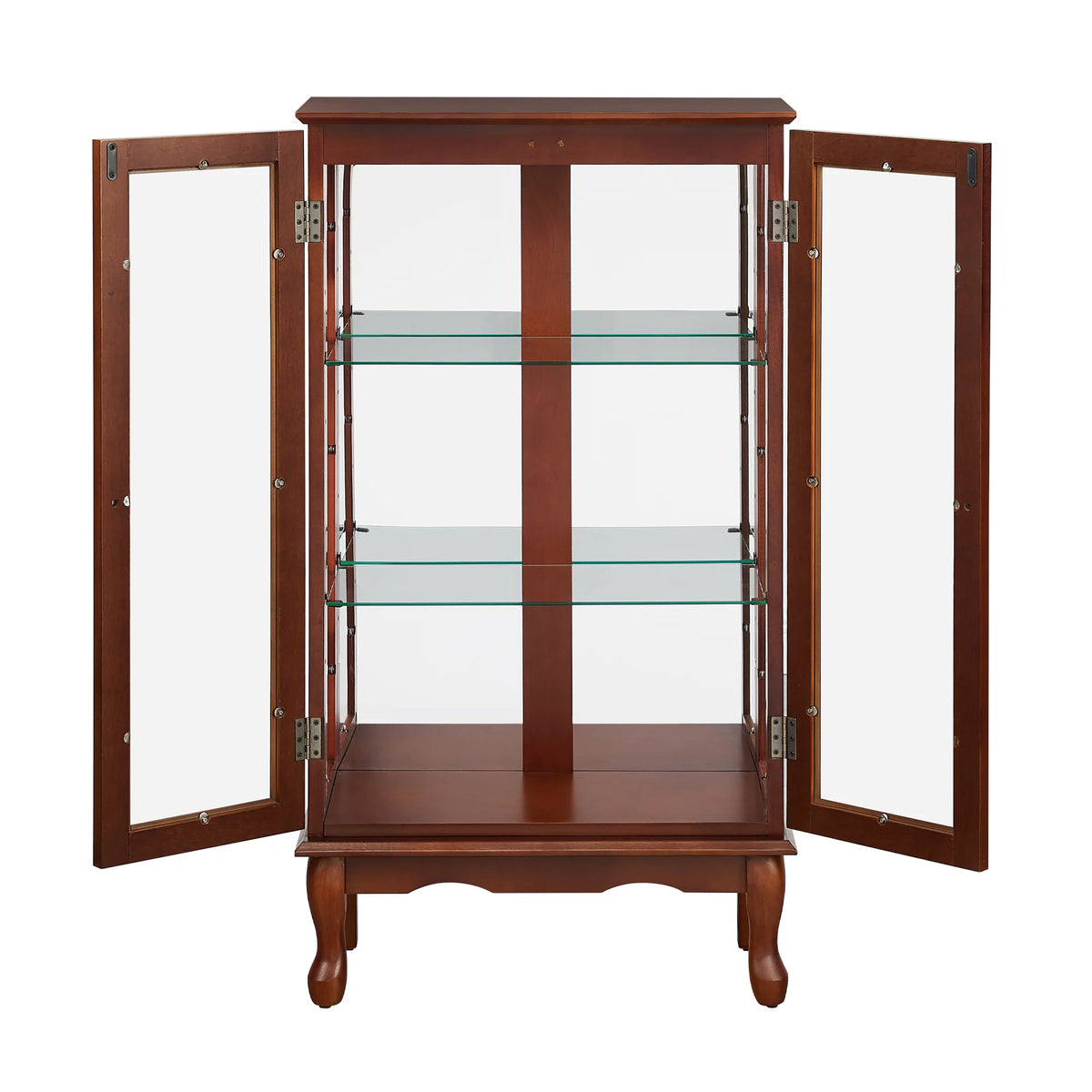 3 Shelf Lighted Curio Cabinet with Adjustable Shelves and Mirrored Back Panel Q81326