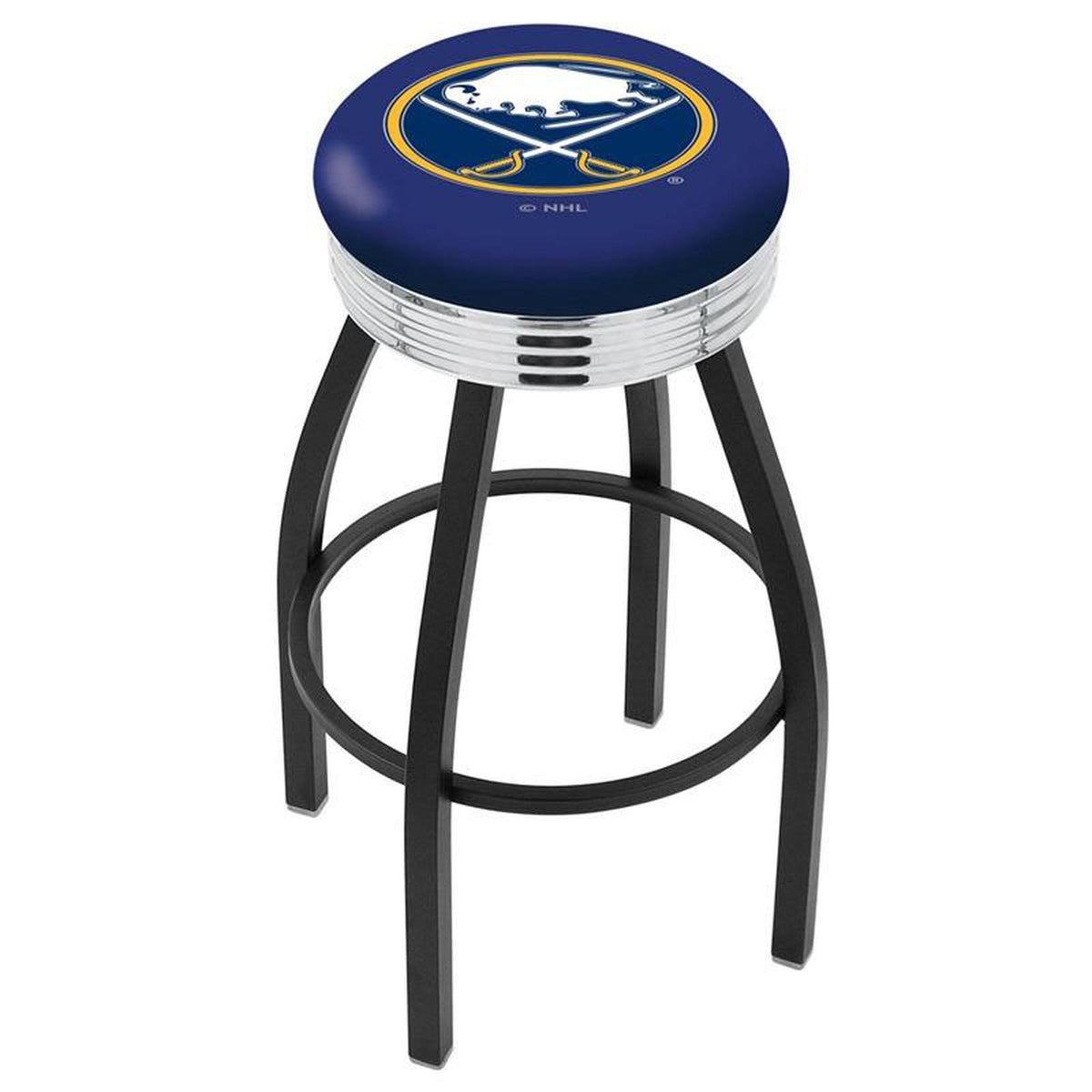 Black Wrinkle Swivel Bar Stool with Chrome C51175