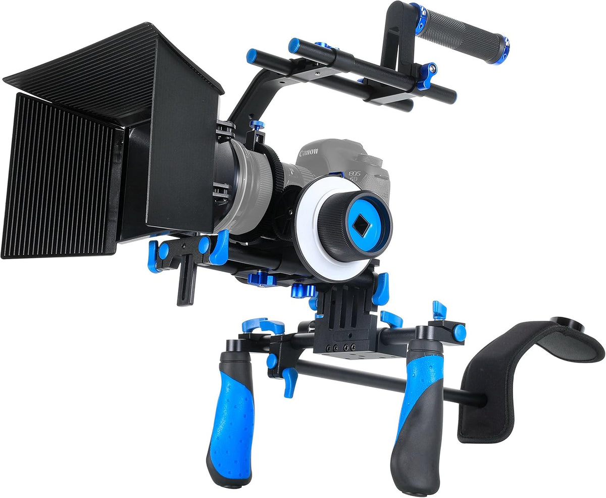 DSLR Rig Video Camera Shoulder Mount Kit with Follow Focus, Matte Box, Top Handle and Support Cage G3594
