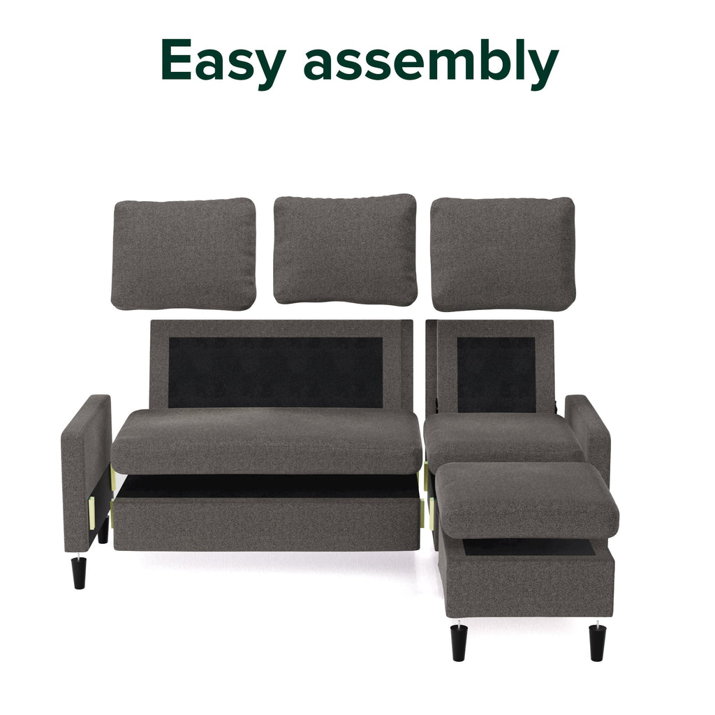 Dark Grey Convertible Sectional Sofa with Reversible Chaise I647514