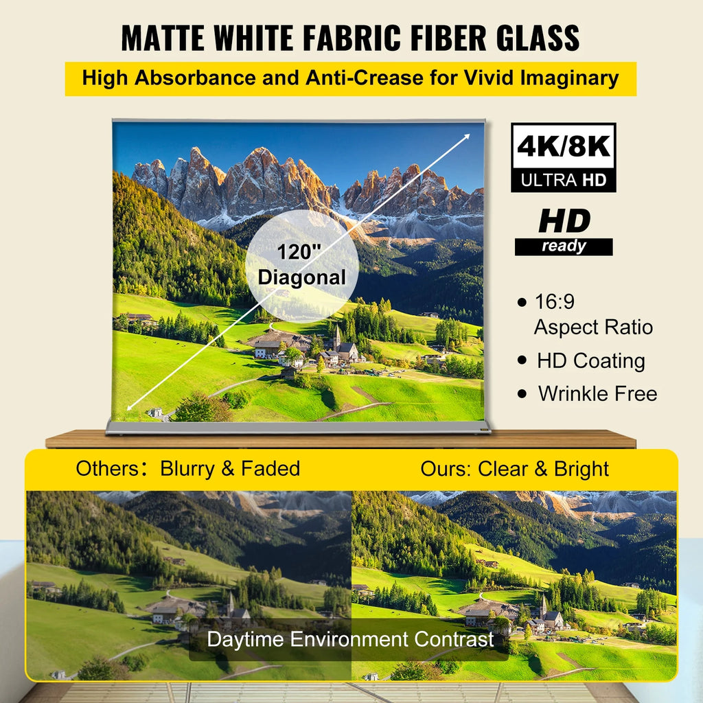 120" 16:9 Manual Pull Up Projector Screen D6066