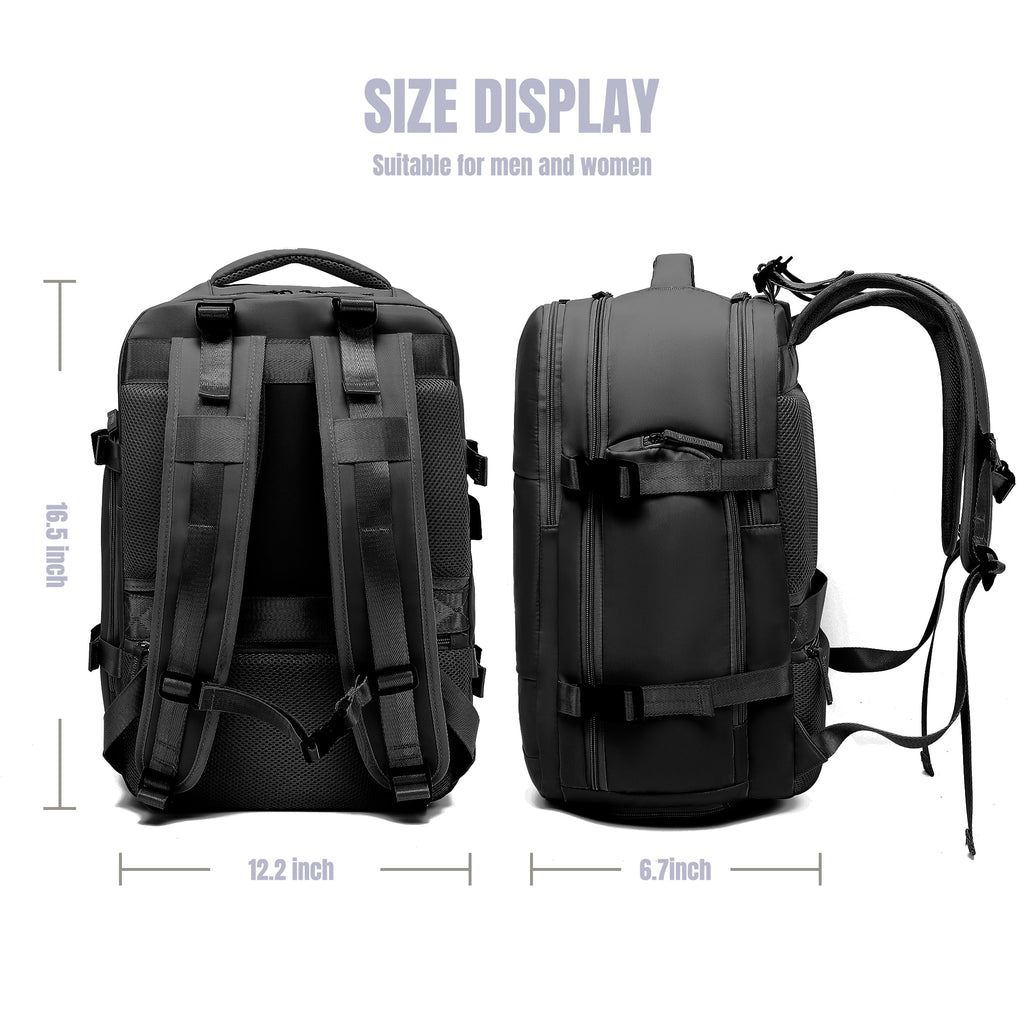 Black Waterproof Laptop Travel Backpack with USB Charging Port X643086