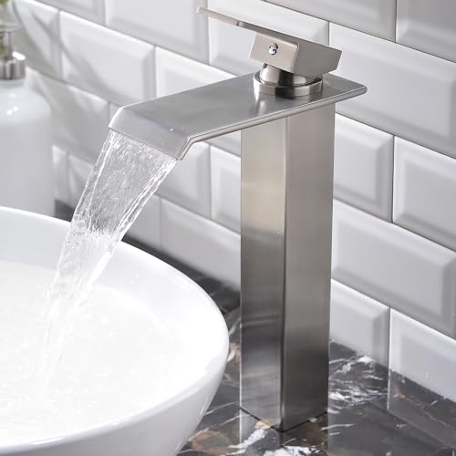 Black Single Handle Stainless Steel Waterfall Vessel Sink Faucet U269