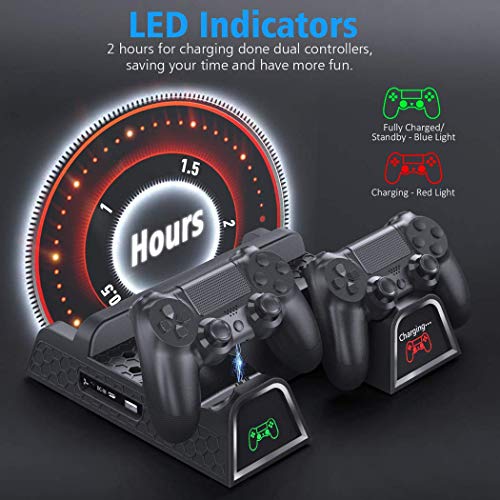 PS4 Cooling Fan Stand with Controller Charger and 12 Game Slots U18652