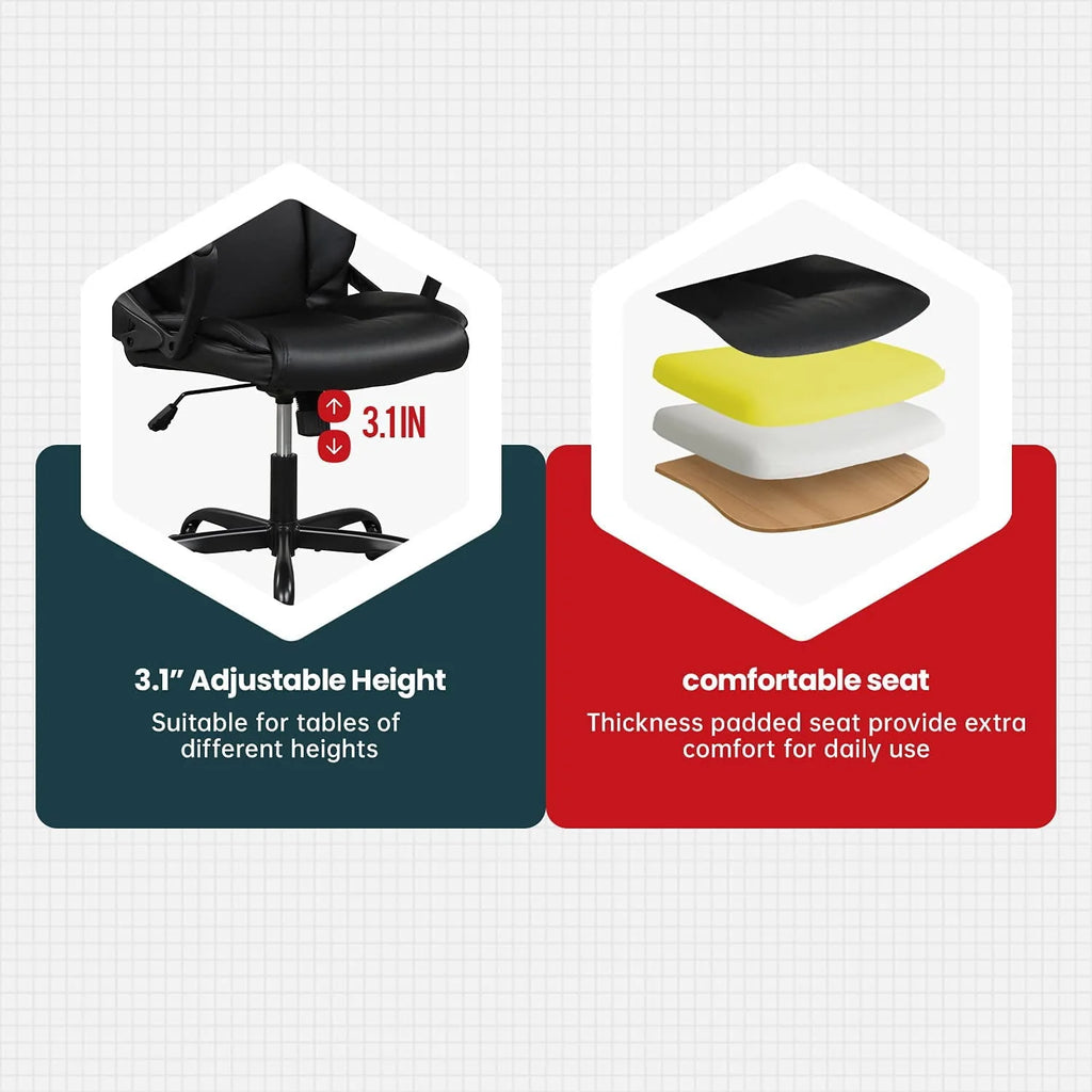Black Ergonomic PU Leather Office Chair with Lumbar Support Q250683