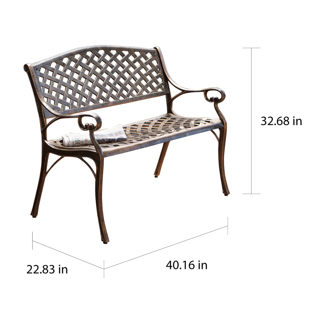 Antique Copper Cast Aluminum Bench M821