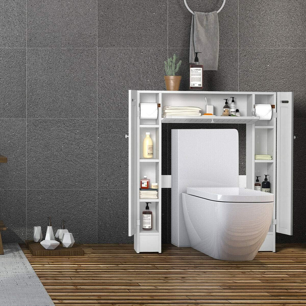 White Freestanding Over The Toilet Cabinet with 2 Side Doors K61105