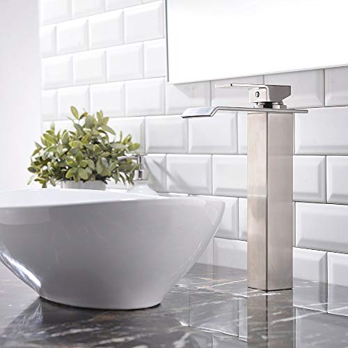 Black Single Handle Stainless Steel Waterfall Vessel Sink Faucet U269
