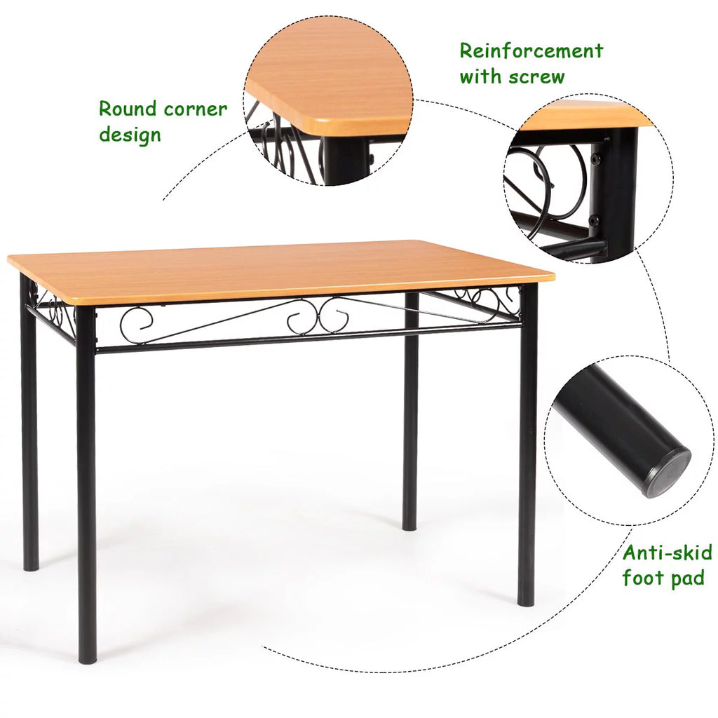 5 PC Wood Metal Dining Set V8848