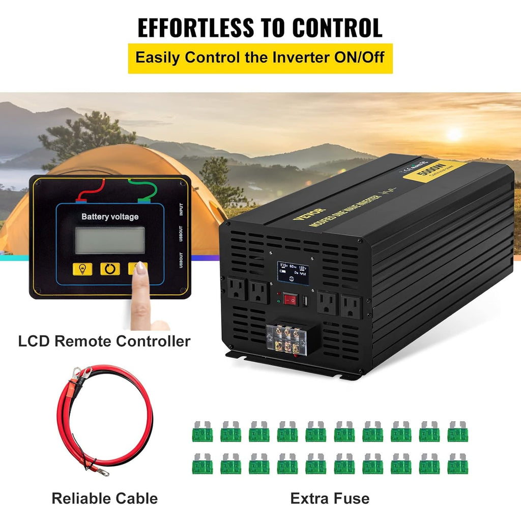 5000W Modified Sine Wave Power Inverter with LCD Remote Controller L190550