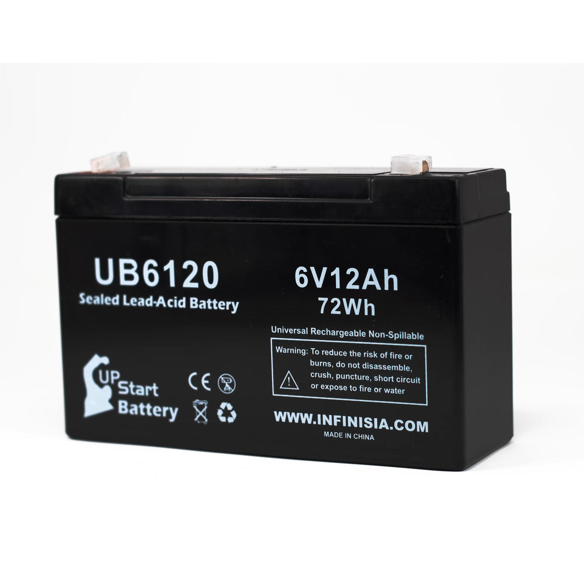 6V 12Ah Sealed Lead Acid Battery with F1 to F2 Terminal Adapters H5300