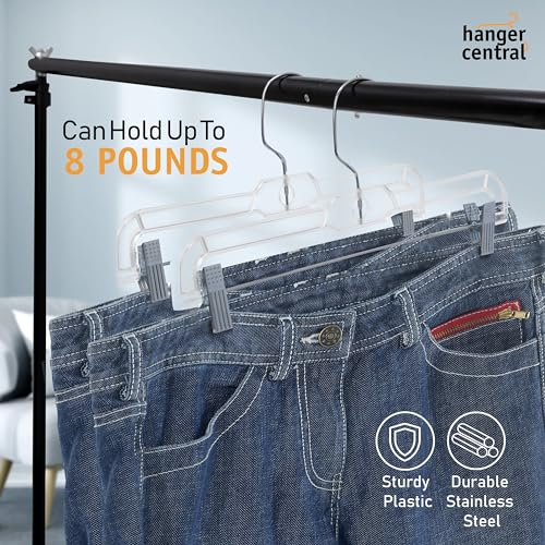 12 Pack 14" Clear Skirt Hangers with Adjustable Clips C171