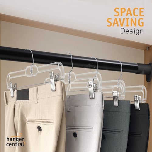 12 Pack 14" Clear Skirt Hangers with Adjustable Clips C171