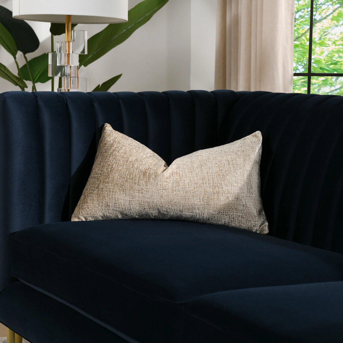 22" Feather Down Lumbar Throw Pillow Storm Gray S40736