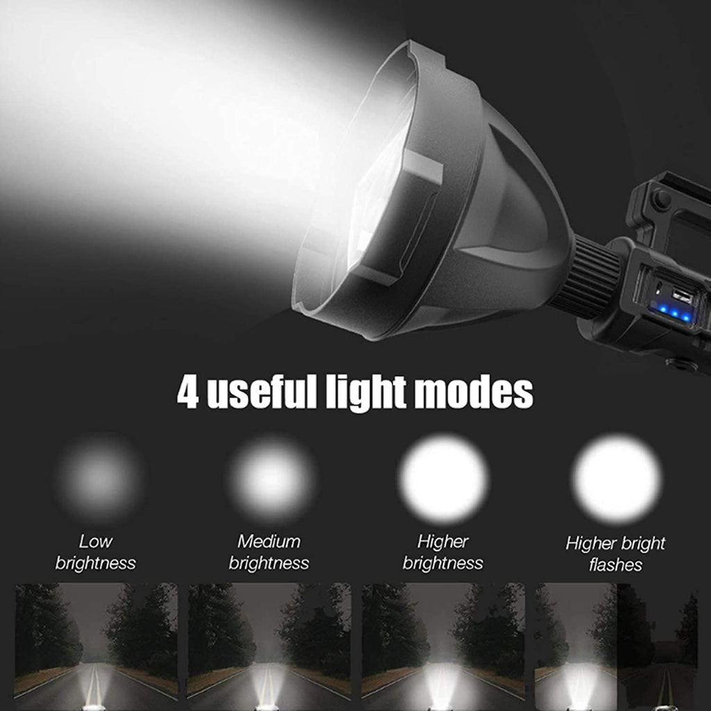 LED Rechargeable Spotlight 90000 Lumen 4 Modes Waterproof Handheld Flashlight M470978