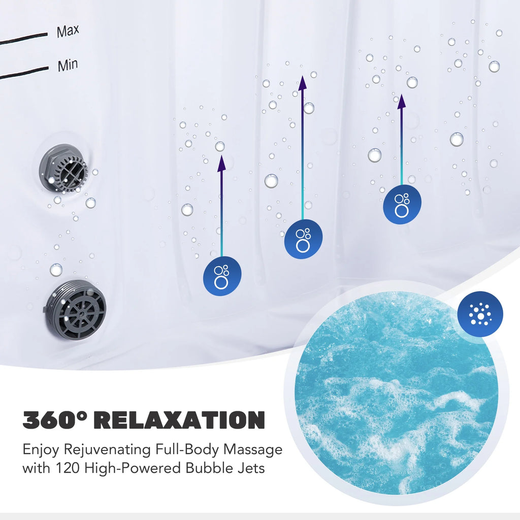 Blue PVC Inflatable Spa Tub with Heater & 120 Massaging Jets H670