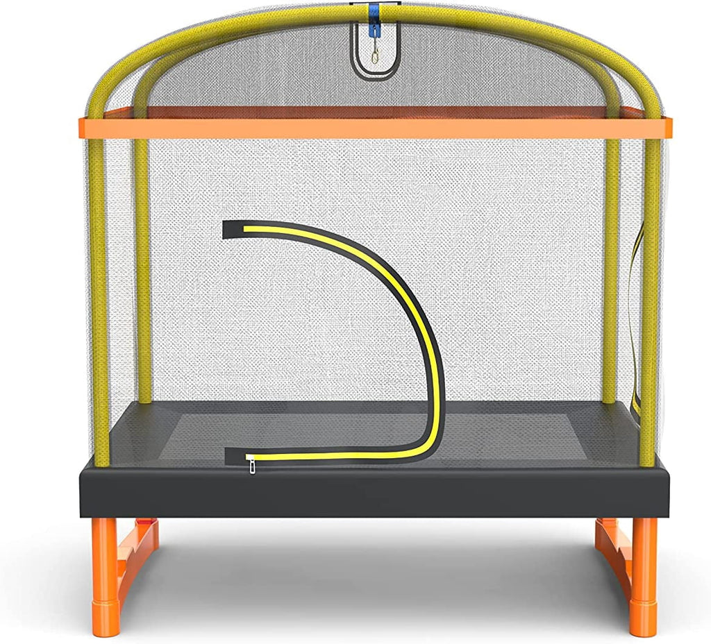6.5ft 4-in-1 Mini Rectangular Trampoline with Safety Net Enclosure, Padding, Zipper Z992560
