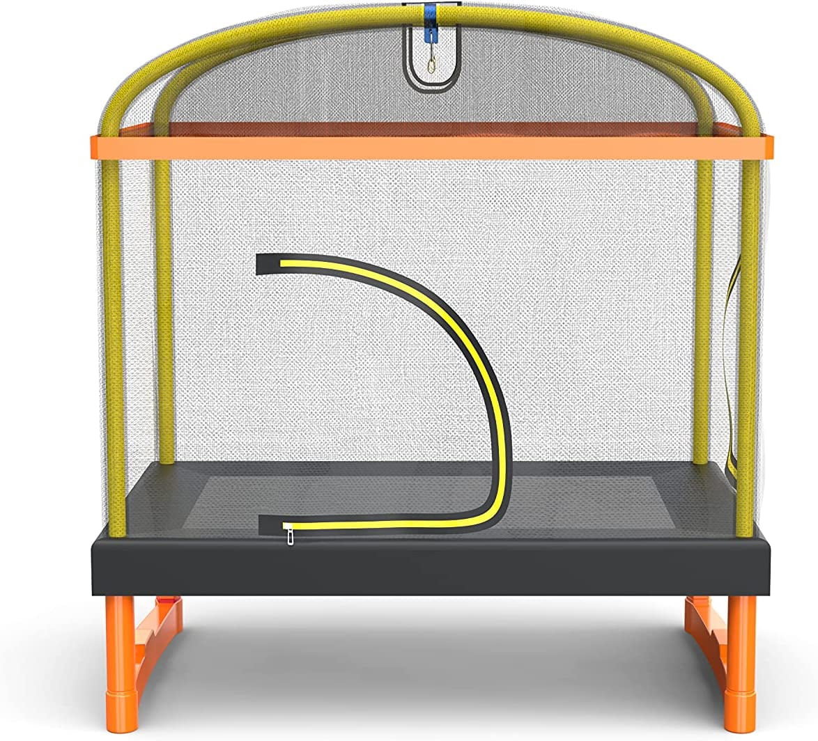 6.5ft 4-in-1 Mini Rectangular Trampoline with Safety Net Enclosure, Padding, Zipper Z992560