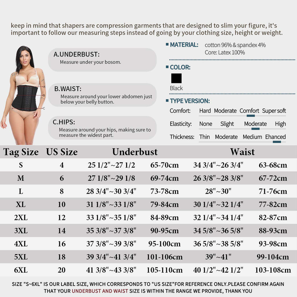 Latex Waist Trainer Corset Shapewear D7522