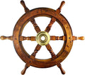 Nautical Sheesham Wood Ship Wheel with Brass Center, Pack of 2 T327