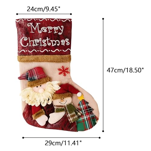 3 Pack Christmas Stockings with Santa Snowman Reindeer Design G78422