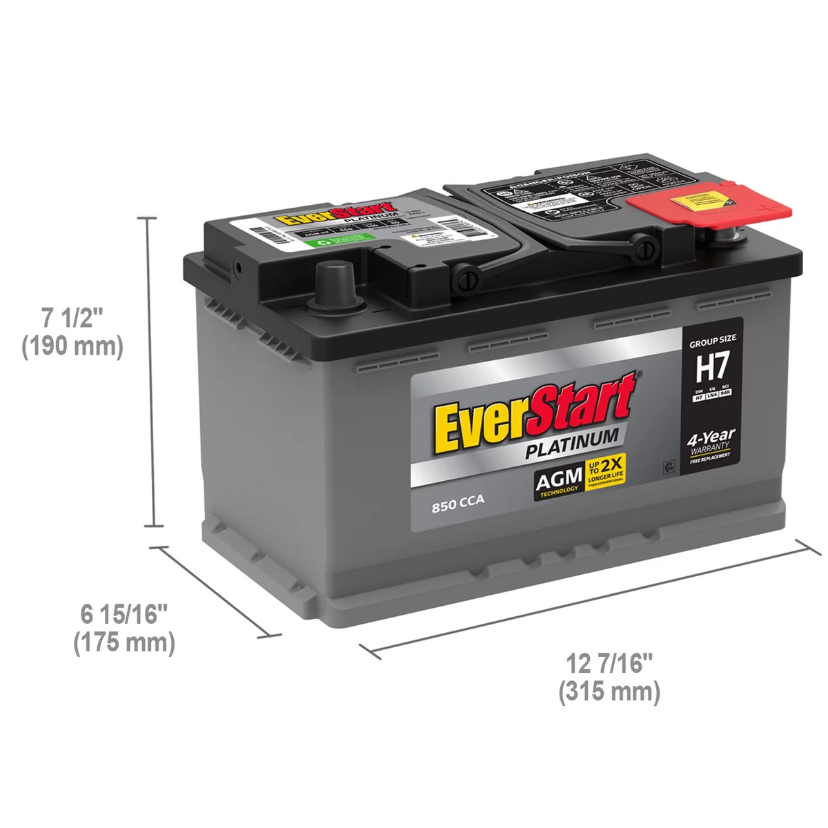 AGM Automotive Battery Group Size H7 12 Volt 800 CCA Q736