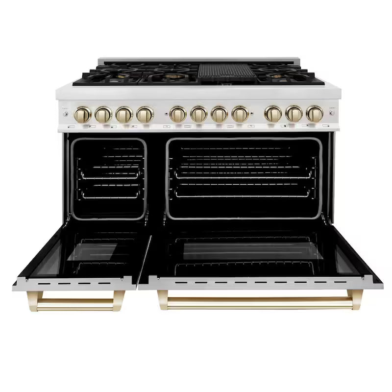 48 in. 7 Burner Dual Fuel Range in Stainless, White Matte and Polished Gold I822656