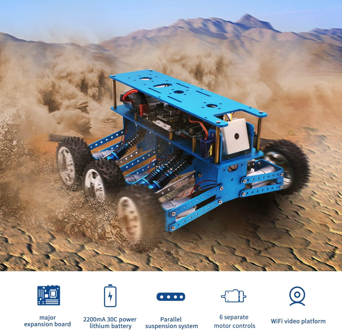 6WD Robot Kit with Camera DIY Programmable RC Car P259