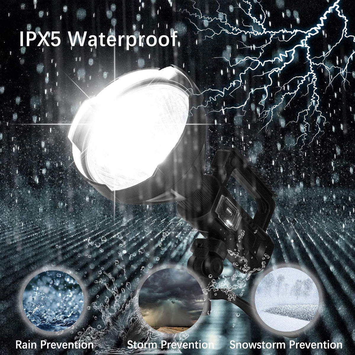 LED Rechargeable Spotlight 90000 Lumen 4 Modes Waterproof Handheld Flashlight M470978