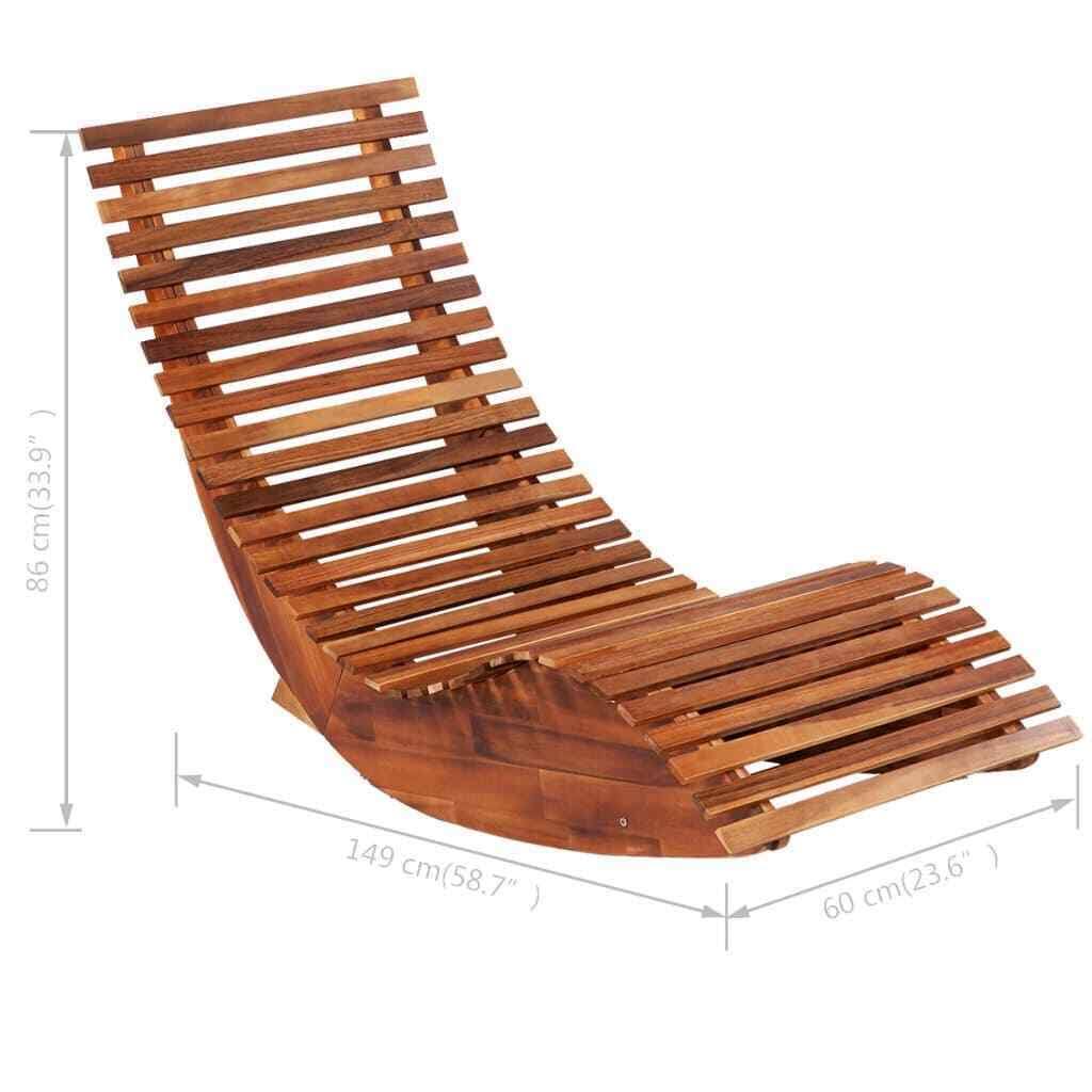 2 Pcs Acacia Wood Rocking Sun Loungers U53525