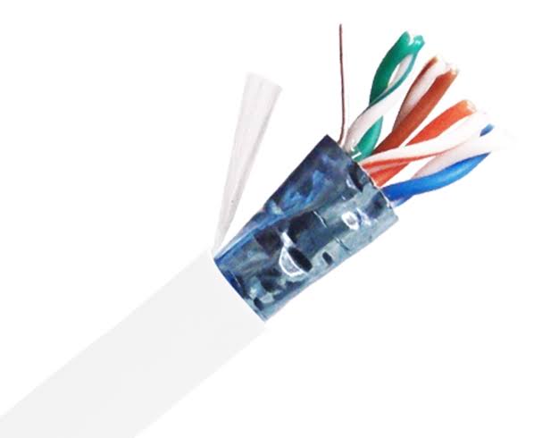Cat5e Shielded Bulk Ethernet Cable, 24 AWG, 1000ft White A604