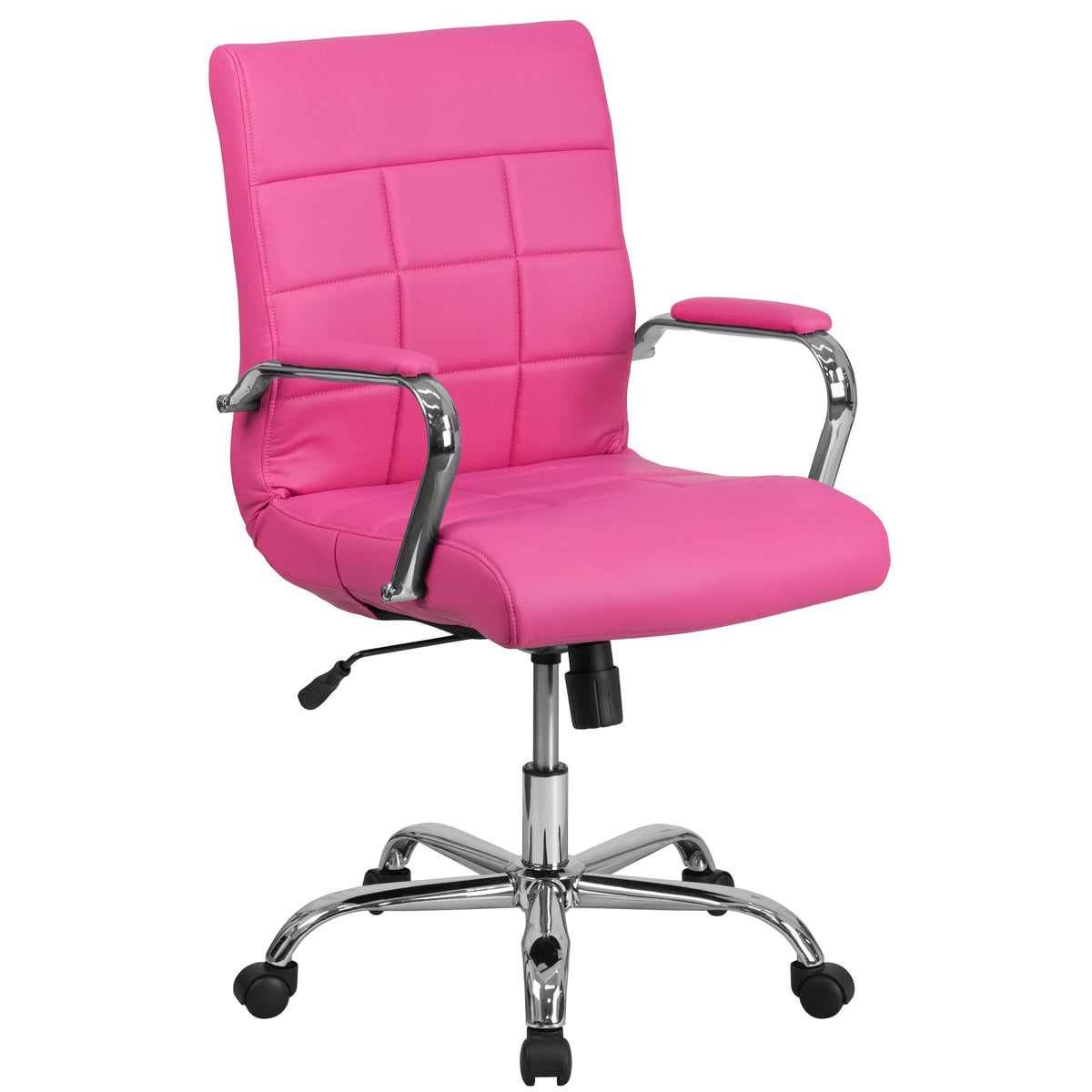 Pink Vinyl Swivel Office Chair with Chrome Base M2939