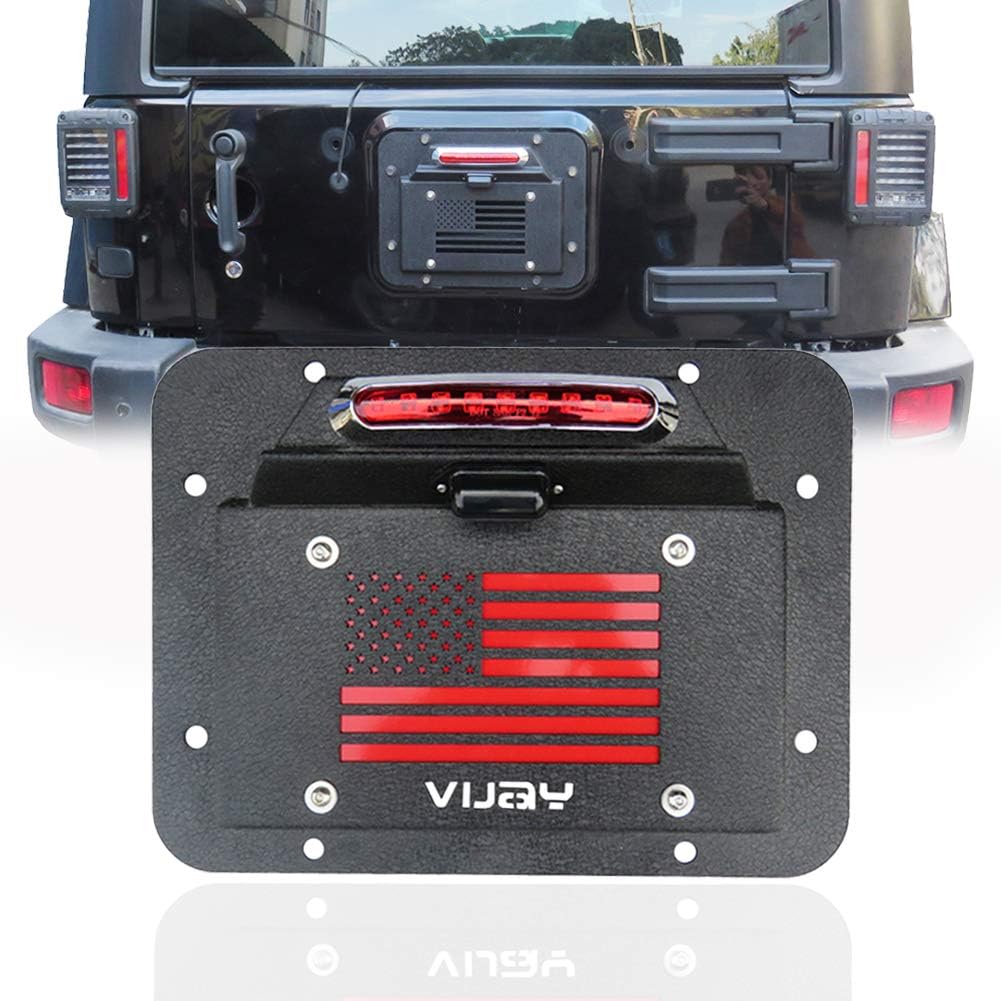Spare Tire Delete License Plate Relocation Kit with Plate Light & Third Brake Light for Wrangler JK Pack of 2 C241