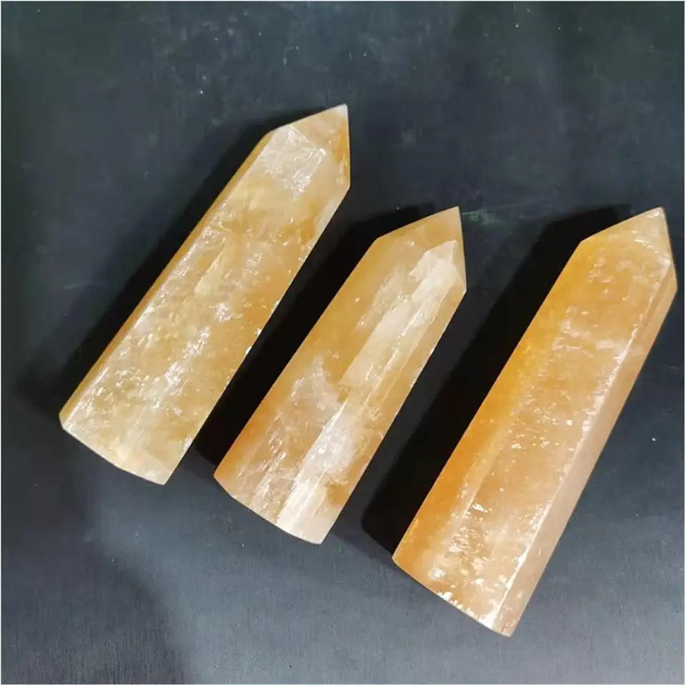 Yellow Calcite Crystal Wand Point Q51674