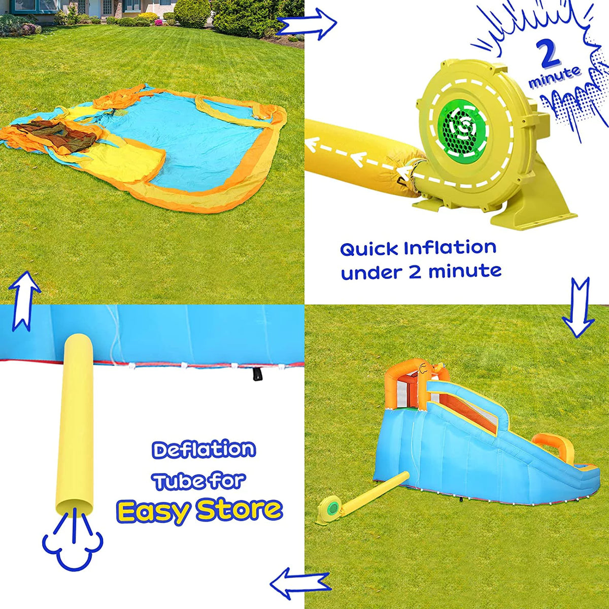 Inflatable Water Slide Bounce House with Splash Pool S99054
