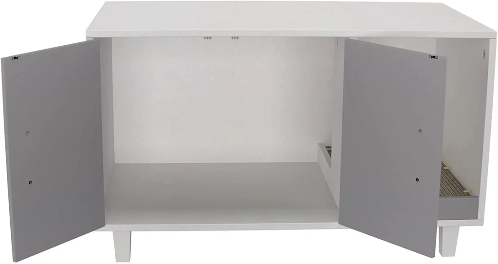 Cat Litter Box Enclosure Table Nightstand with Scratch Pad D792471