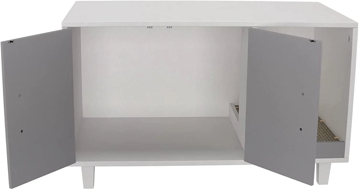 Cat Litter Box Enclosure Table Nightstand with Scratch Pad D792471