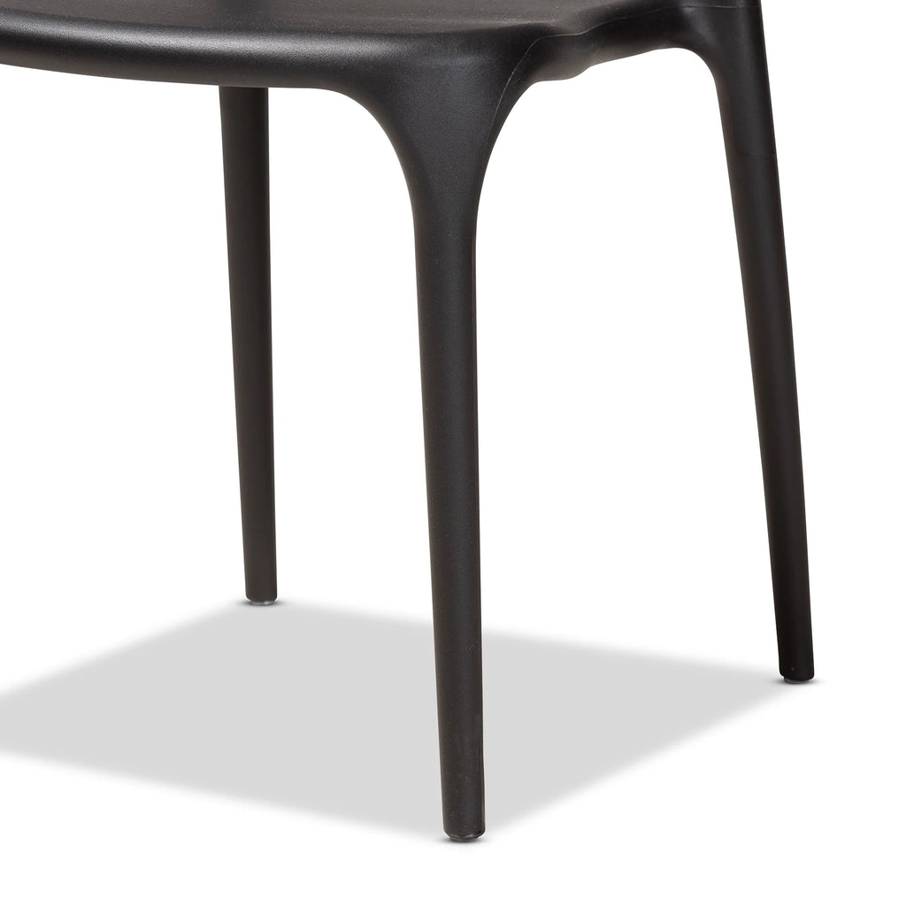 Black Finished Polypropylene Plastic 4-Piece Stackable Dining Chair Set K9695