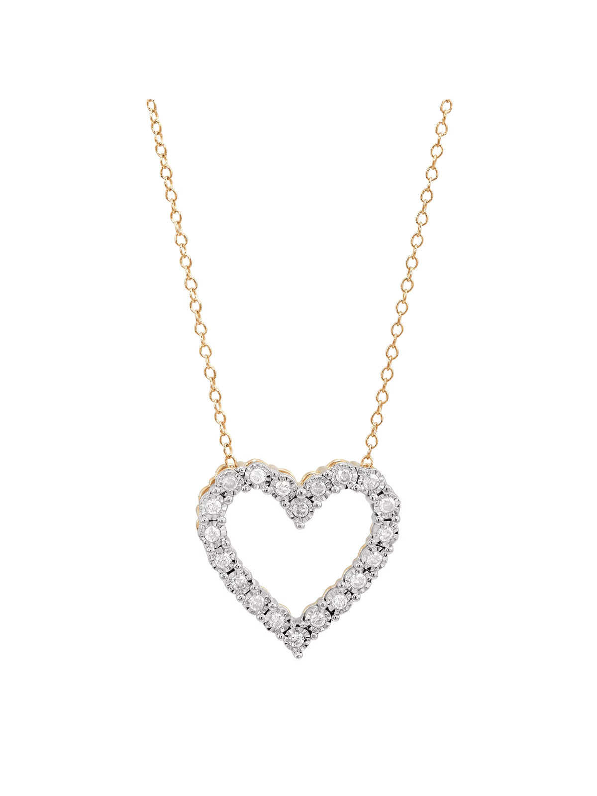 1/4 cttw Diamond Heart Pendant Necklace in 14kt Gold-Plated Sterling Silver, 18" P9630
