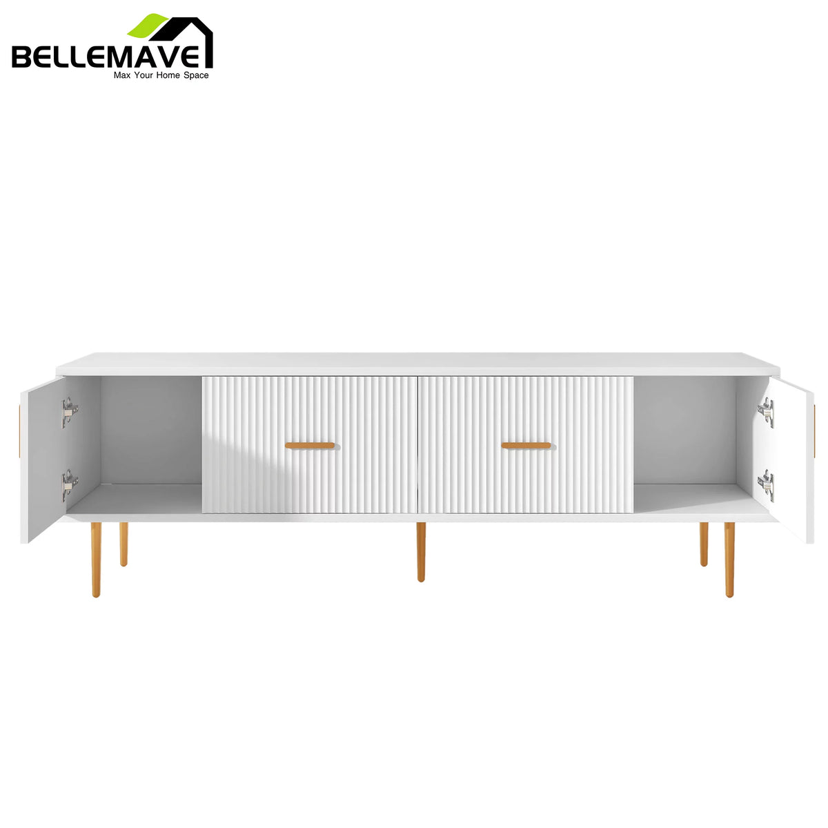 White Wood TV Stand with 2 Drawers and Cabinets U4820