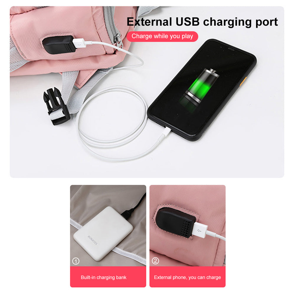 Outdoor Hiking Bag Travel Laptop Backpack with USB Charging Port Water Resistant Daypack J22525