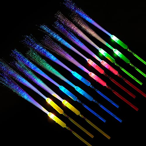 10 Pieces Fiber Optic Wand Light up Glow Stick LED Colorful Flashing Wands I611