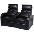 2-Seater Black Faux Leather Recliner Sofa with Cup Holder G53011