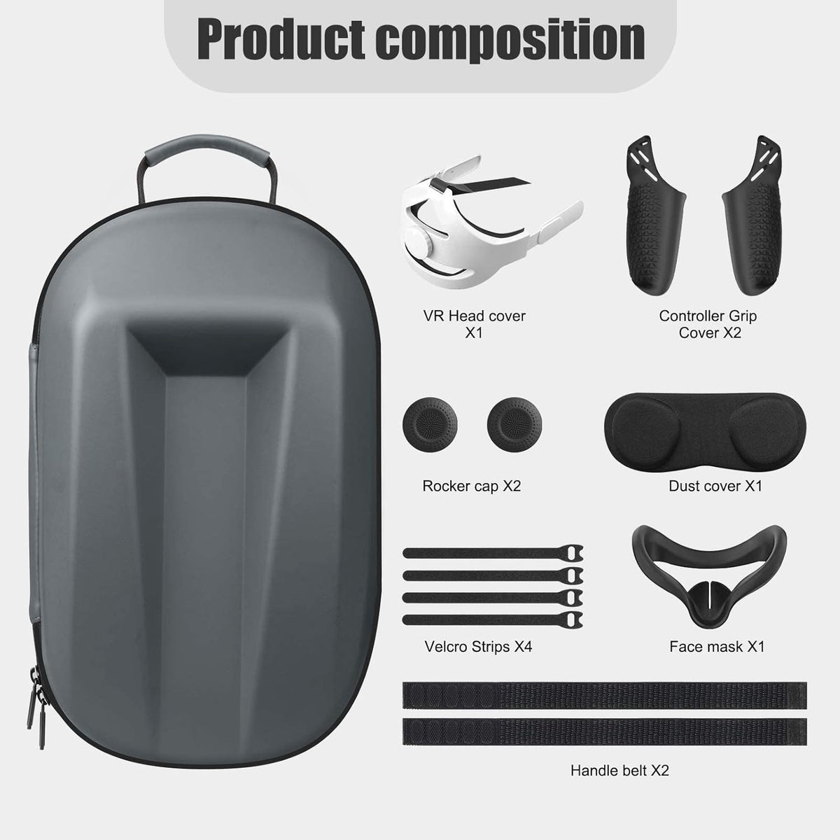 Head Strap with Case Travel, Face Pad, Controller Grips Cover Y359177