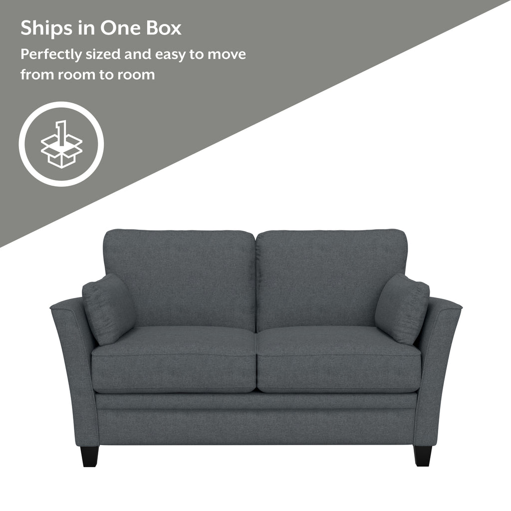 Gray Upholstered Loveseat with 2 Pillows N9305