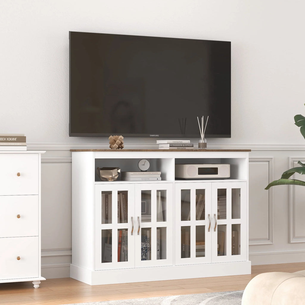 White Sideboard with Glass Doors O7433