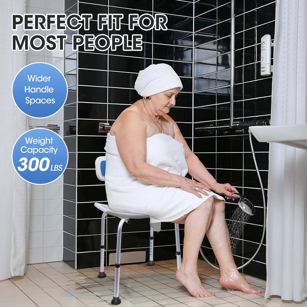 Bath and Shower Chair with Back and Padded Armrests, Height Adjustable L23416