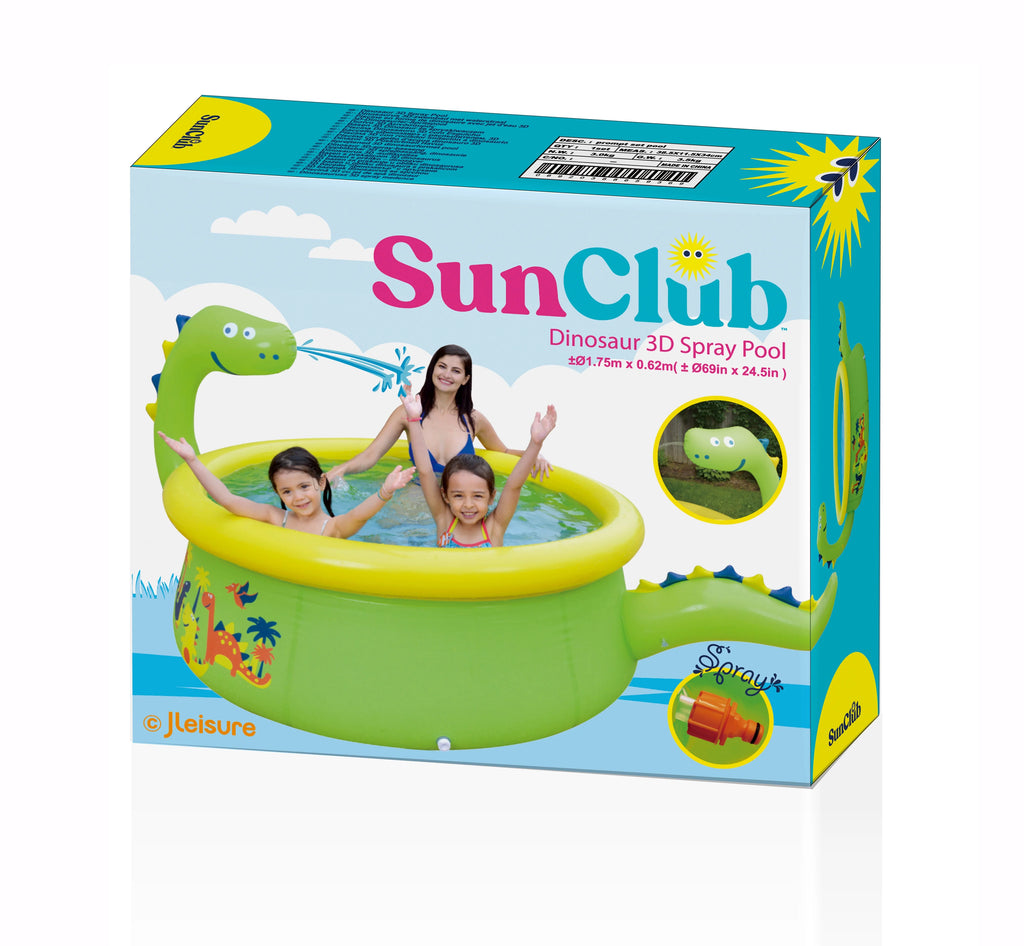 Green Round Inflatable Dinosaur Kiddie Pool with Spray Feature B9984