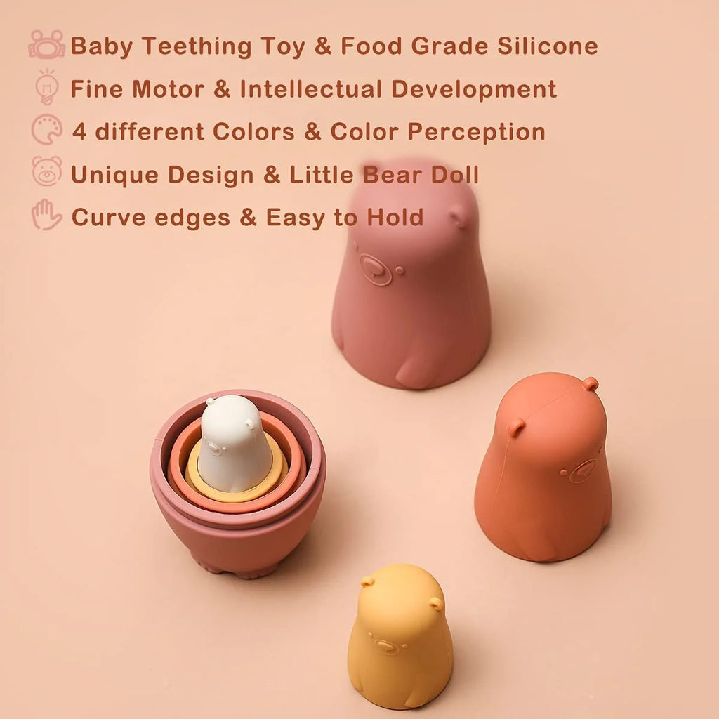 Red Silicone Matryoshka Dolls Stacking Nesting Doll Toys Set B6275